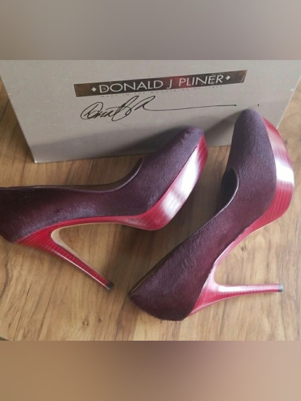 🔥🆕️🎈GORGEOUS Donald J Pliner Xenia Oxblood Calf Hair Italian Stiletto Pumps